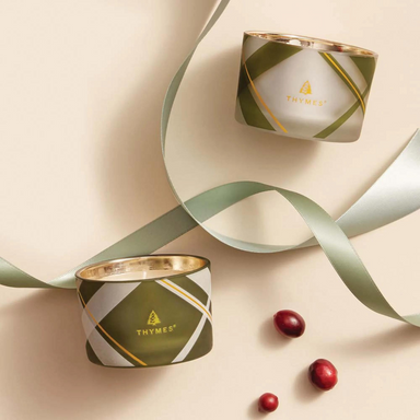 Thymes Frasier Fir Frosted Plaid Candle Set - The Cottage