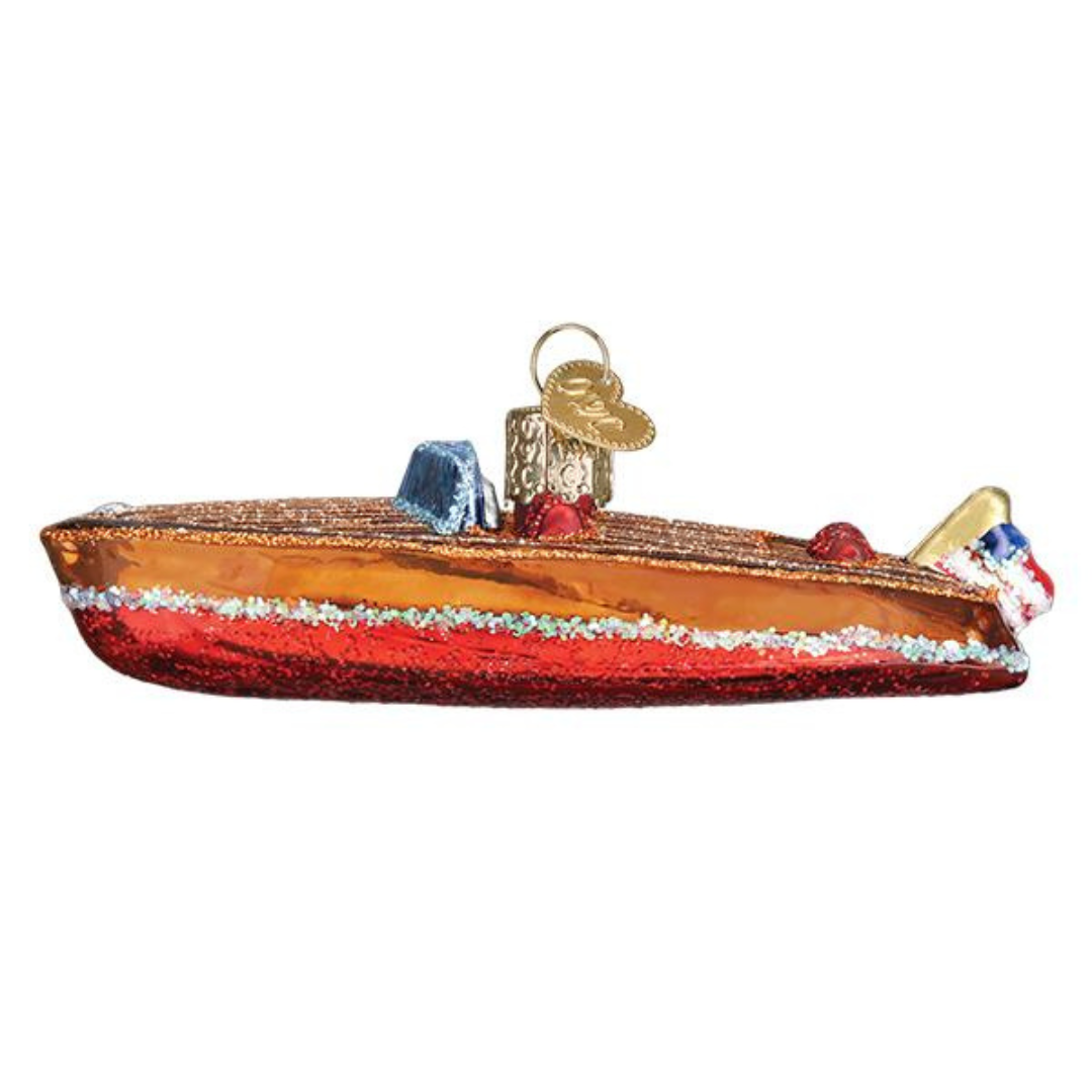 Old World Christmas Classic Wooden Boat Ornament - The Cottage