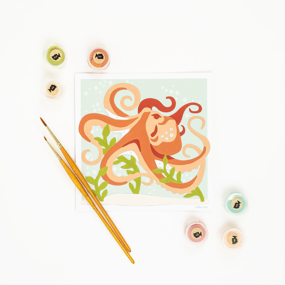 Elle Crée Kid's Mini Paint-by-Number Kit - Optimistic Octopus