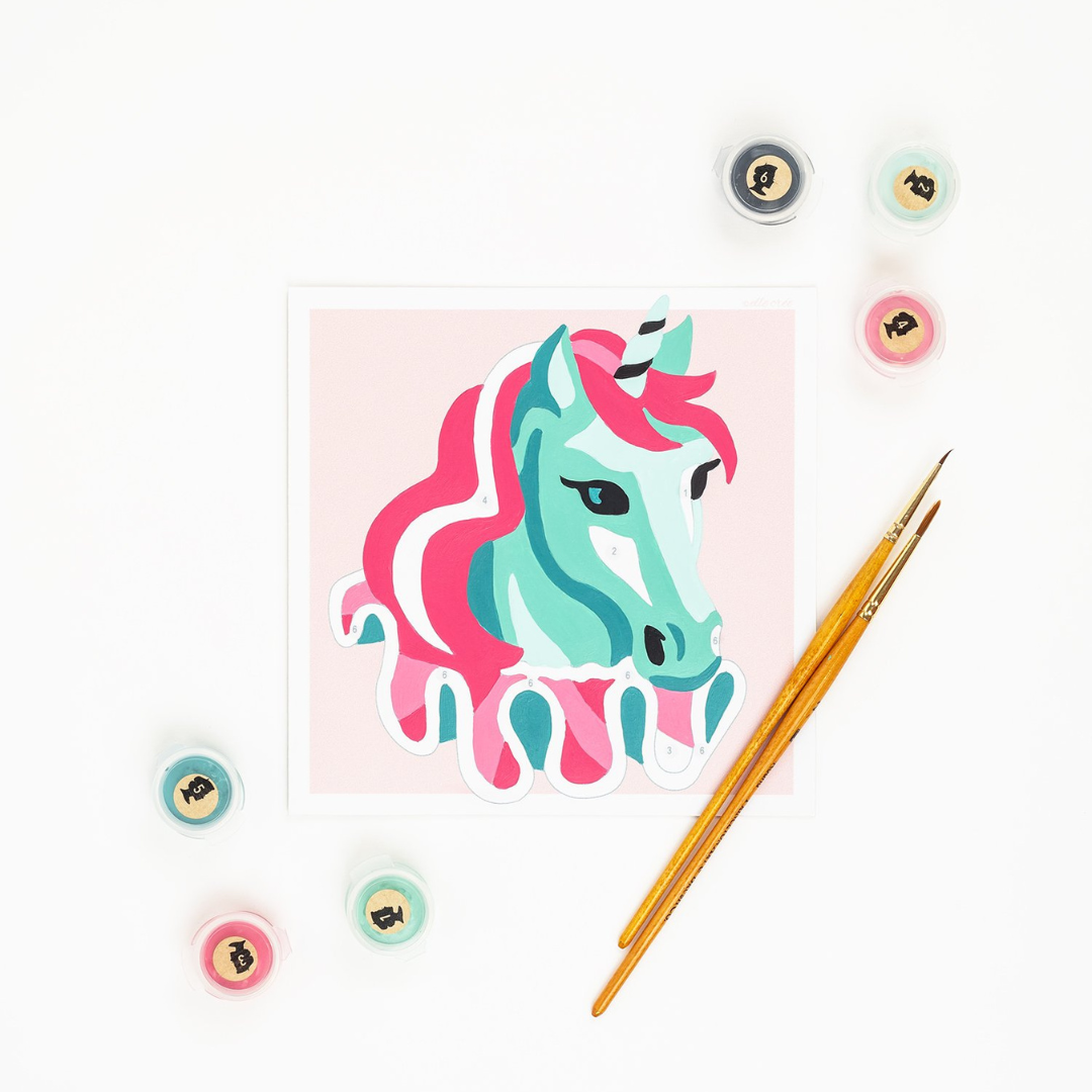 Elle Crée Kid's Mini Paint-by-Number Kit - Carousel Unicorn