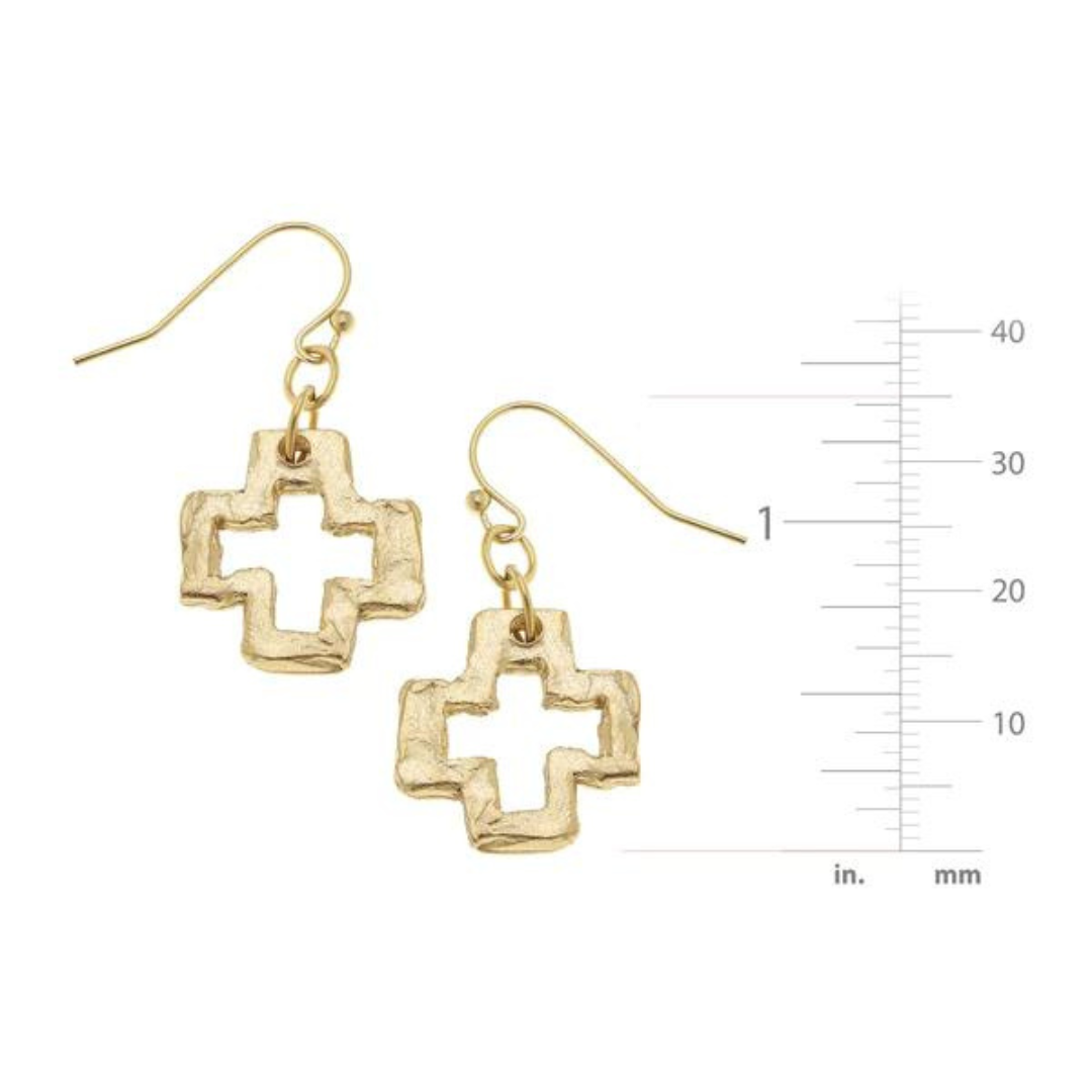 Susan Shaw Handcast Open Square Cross Earrings