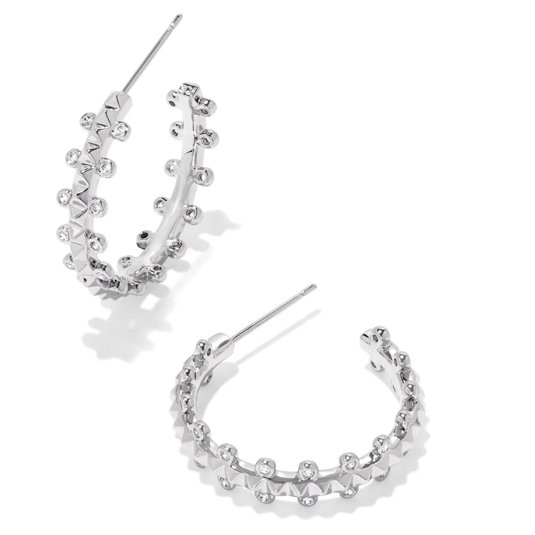 Kendra Scott Jada Small Hoops - White Crystal - The Cottage