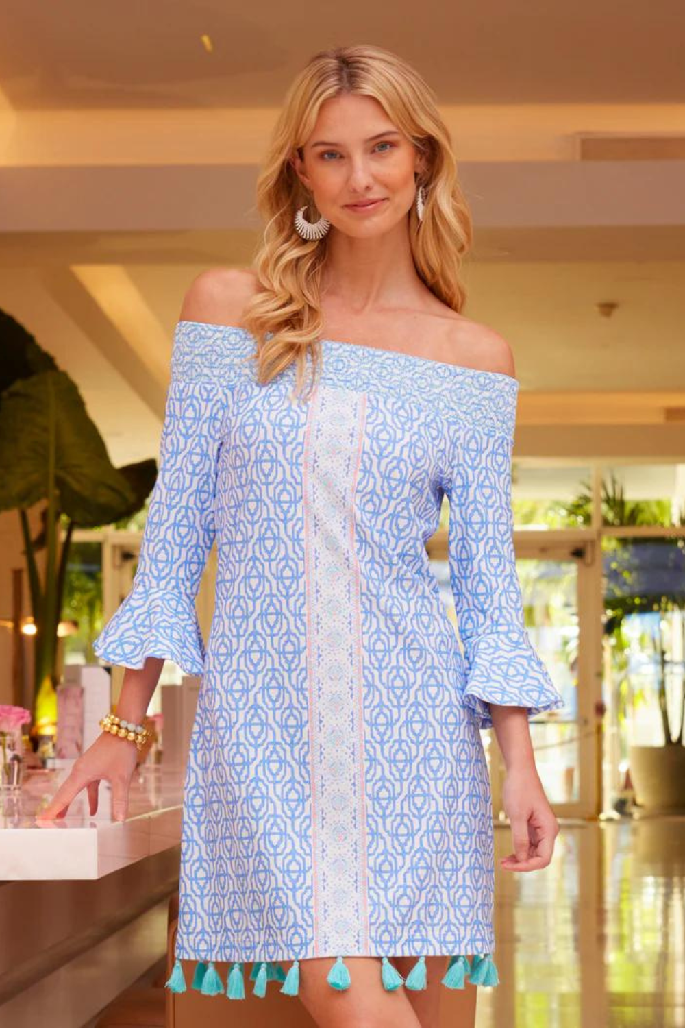 Cabana Life Off the Shoulder Dress - Lake Como