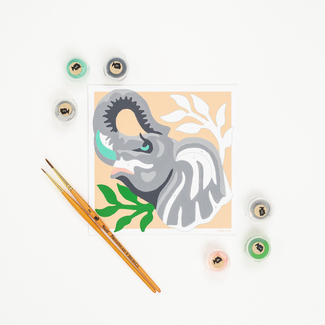 Elle Crée Kid's Mini Paint-by-Number Kit - Elegant Elephant