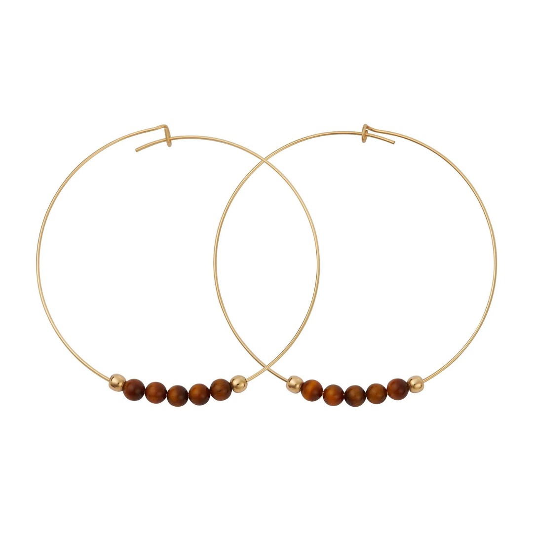 &Livy Tiger's Eye Hyevibe Gemstone Hoop Earrings - The Cottage