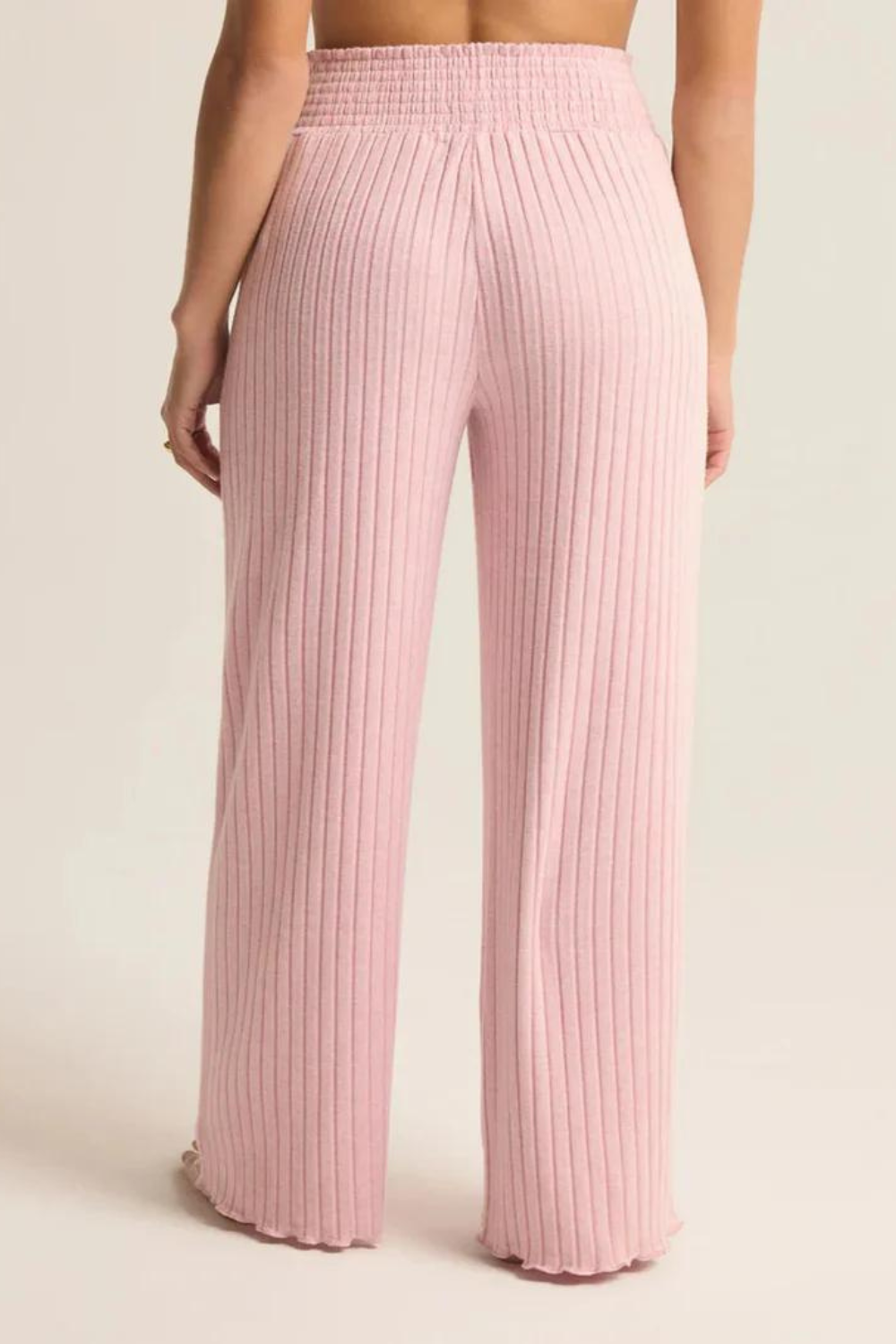 Z Supply Dawn Smocked Rib Pant - Sunset Mauve