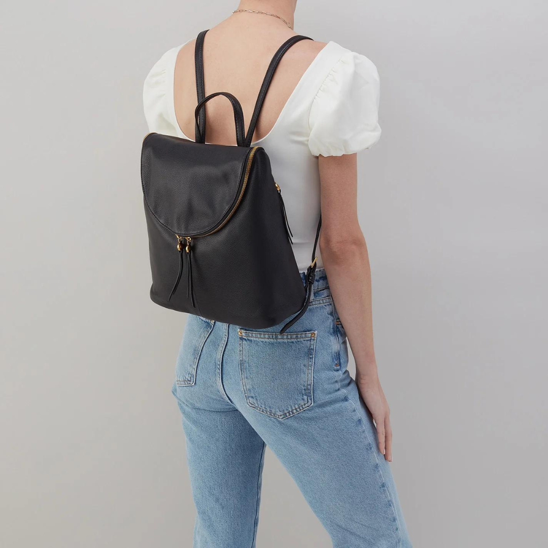 Hobo Fern Backpack Pebbled Leather - Black