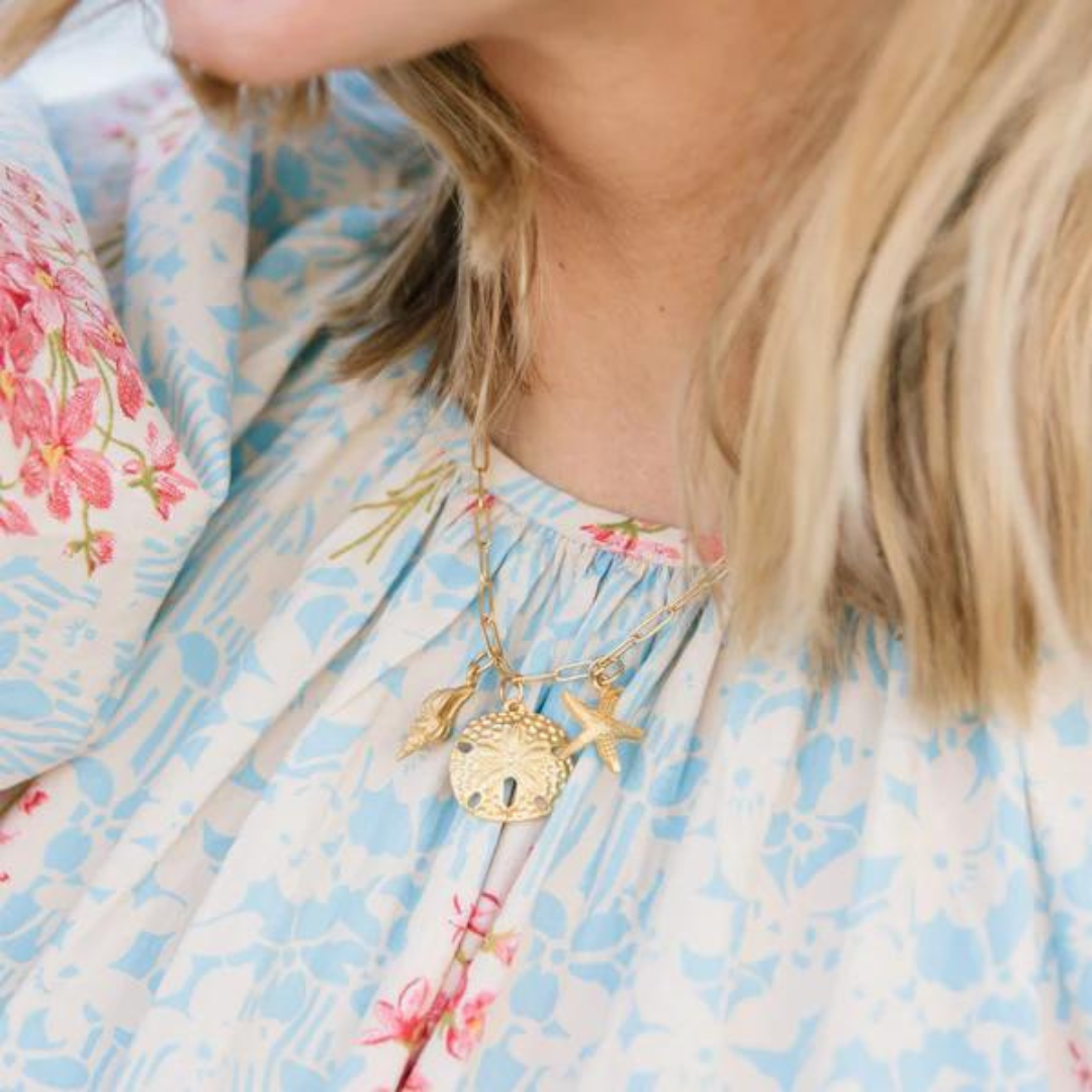 Susan Shaw Sand Dollar, Starfish & Shell Trio Necklace