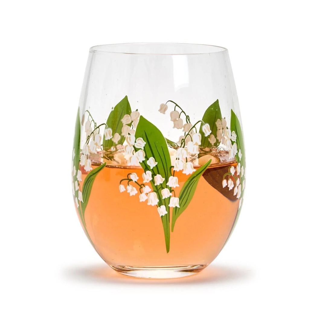 Two's Company Lily of the Valley Stemless Wine Glass