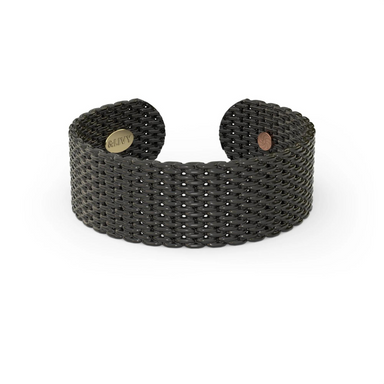 &Livy Metalysic Mesh 8mm Adjustable Ring - Platinum Black - The Cottage