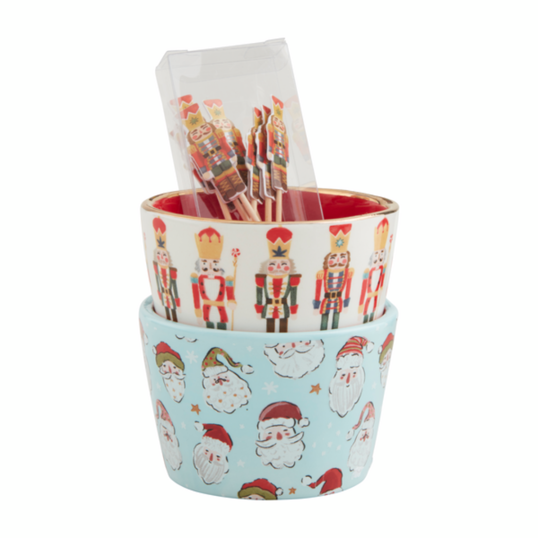 Mud Pie Christmas Pattern Toothpick Tidbit Set