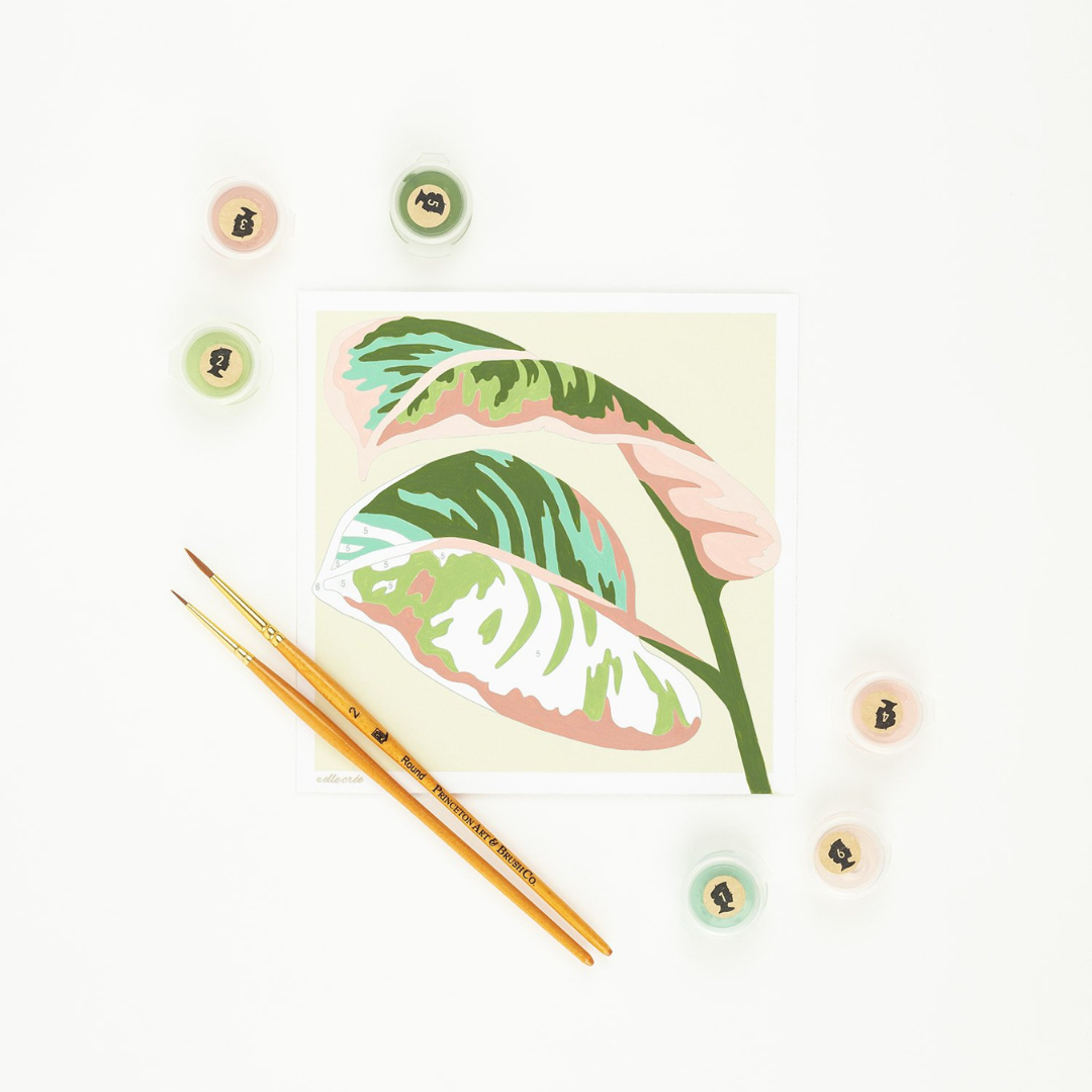 Elle Crée Mini Paint-by-Number Kit - Rubber Plant Leaves