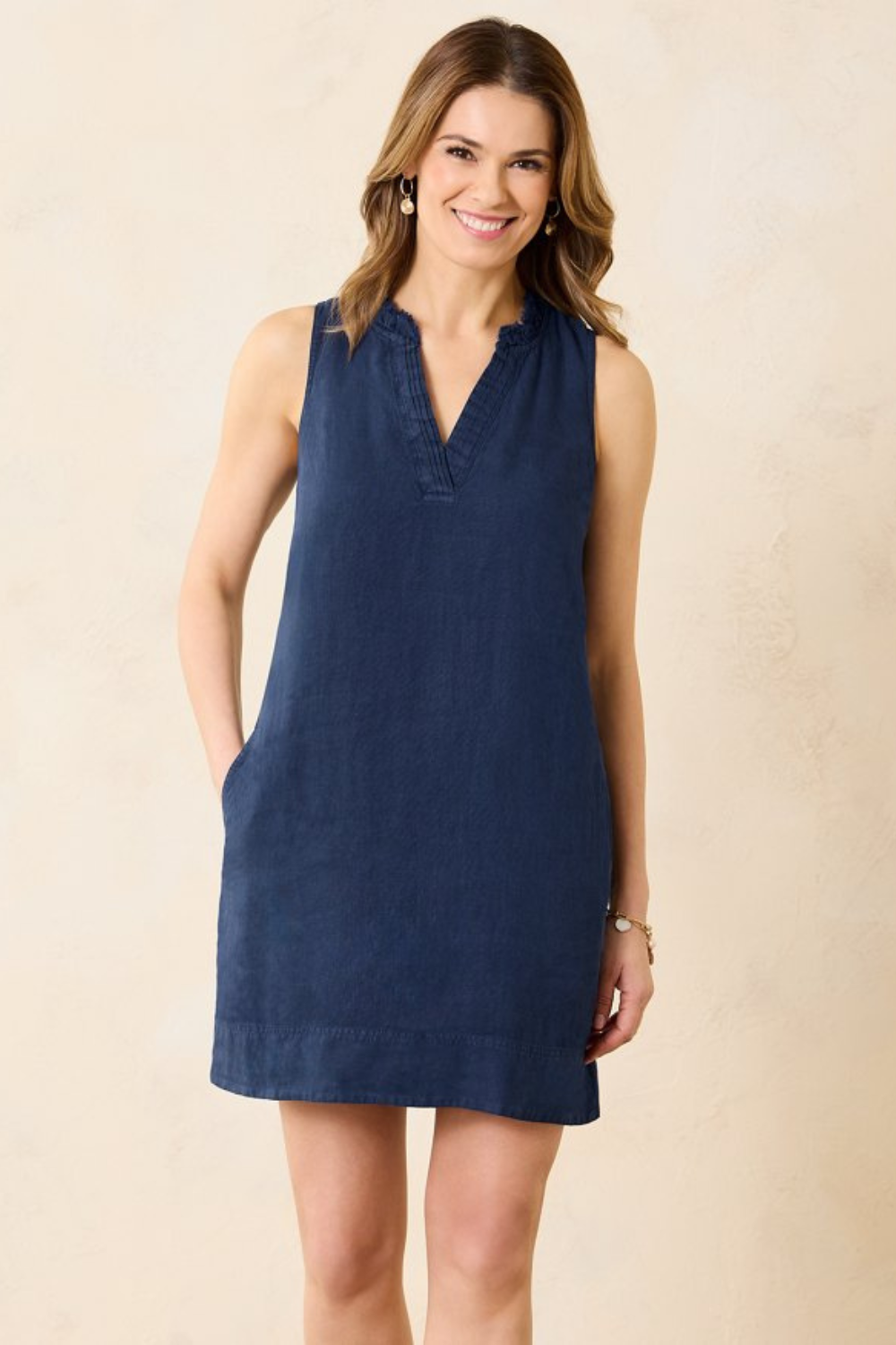 Tommy Bahama Two Palms Double Ruffle Dress - Island Navy