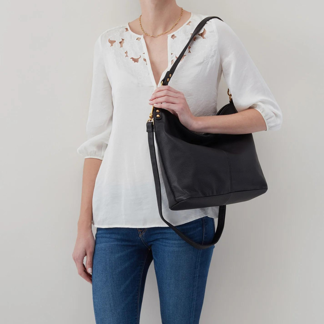 Hobo Pier Shoulder Bag Pebbled Leather - Dark Elm