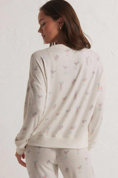 Z Supply Happy Hour Cocktails Long Sleeve Top - Cloud Dancer - The Cottage