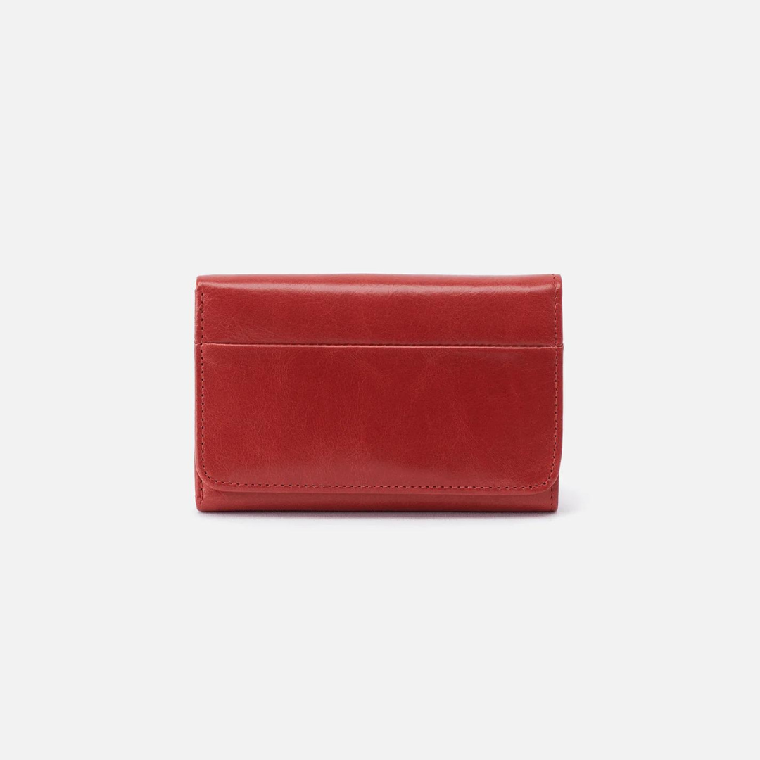 Hobo Jill Trifold Wallet Polished Leather - Brick