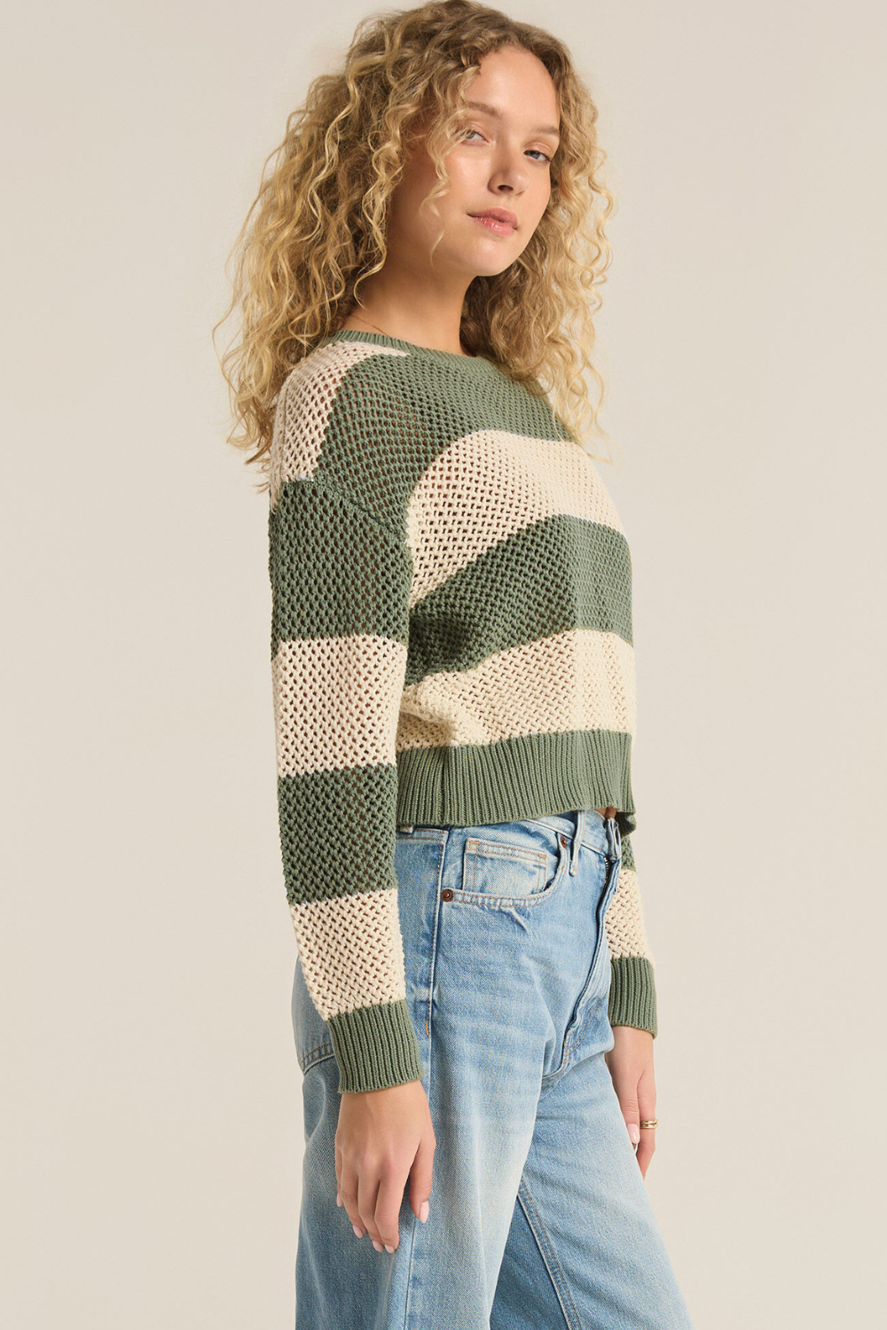 Z Supply Broadbeach Stripe Sweater - Palm Green