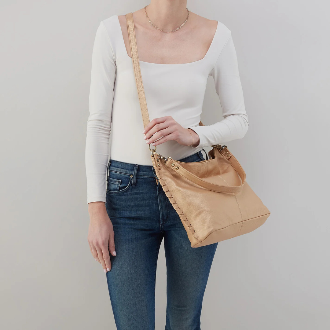 Pier Shoulder Bag Metallic Leather - Dusty Gold