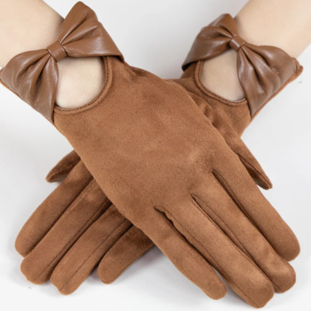 Bow Leatherette Gloves