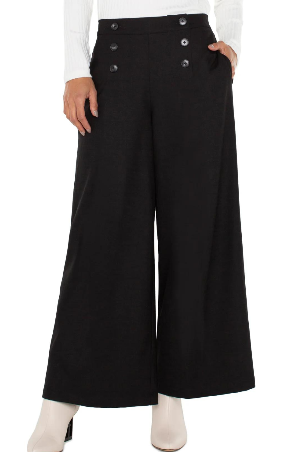 Liverpool Sailor Wide Leg Pants - Black