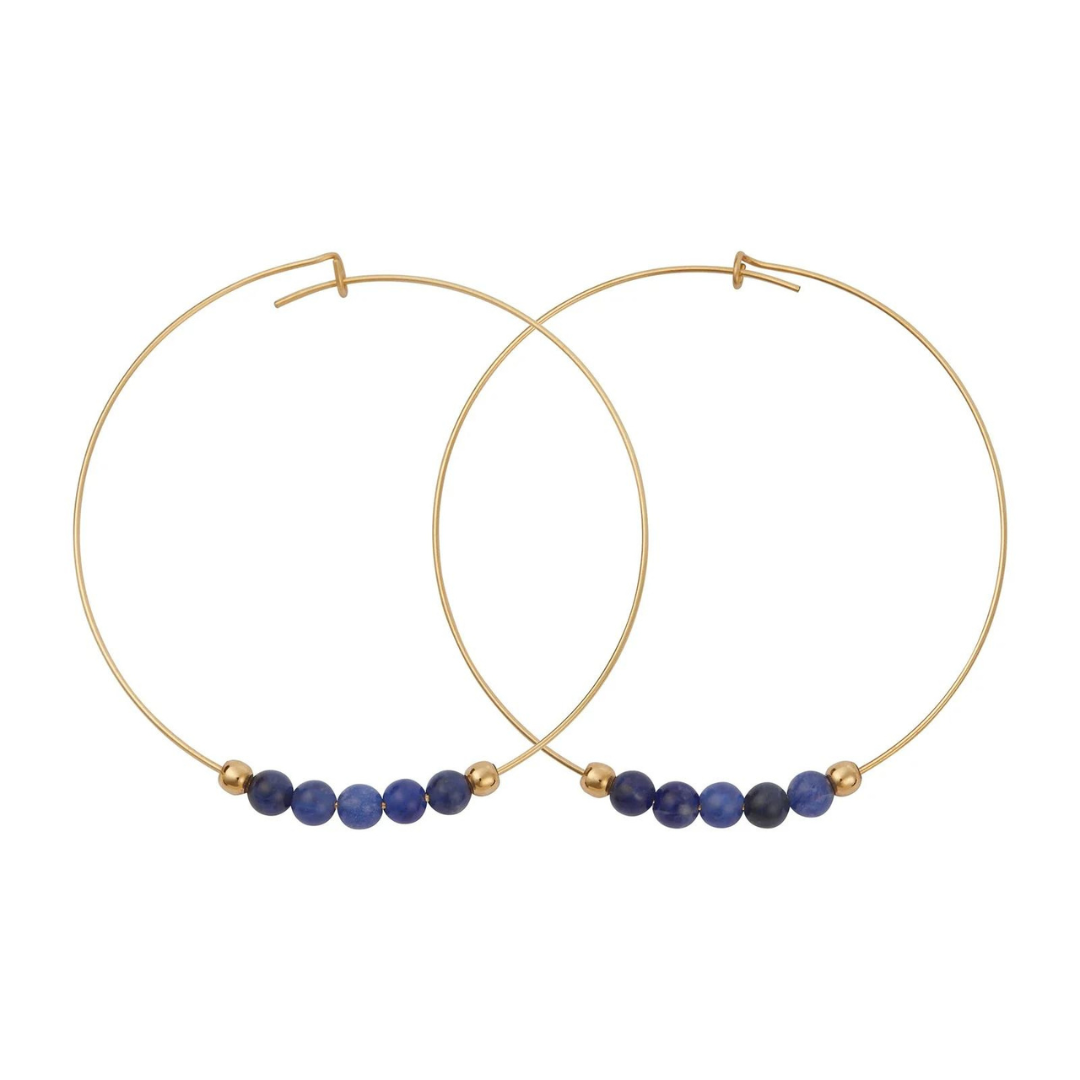 &Livy Blue Sodalite Hyevibe Gemstone Hoop Earrings - The Cottage