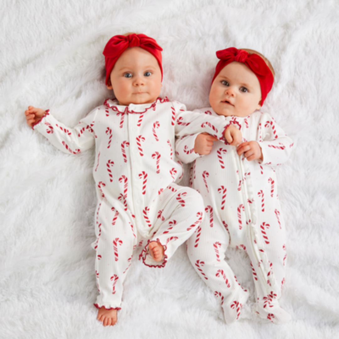 Mud Pie Candy Cane Sleeper & Headband Set