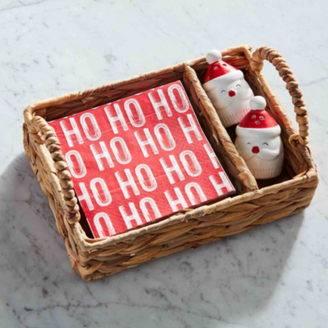 Mud Pie Santa Salt & Pepper Napkin Basket Set