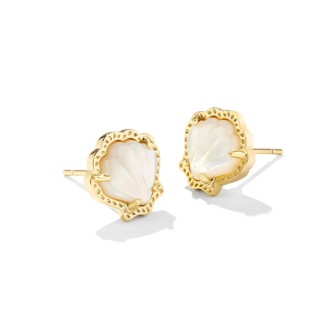 Kendra Scott Brynne Shell Stud Earrings - Gold