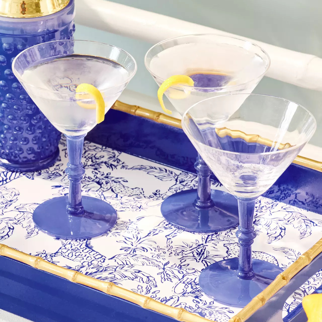 Lilly Pulitzer Martini Glass Set- Blue Stream