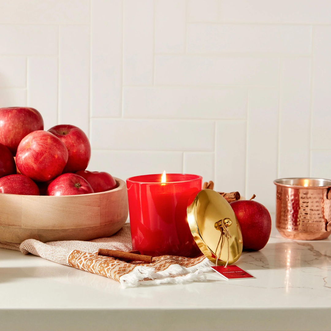 Thymes Harvest Red Poured Candle - Simmered Cider