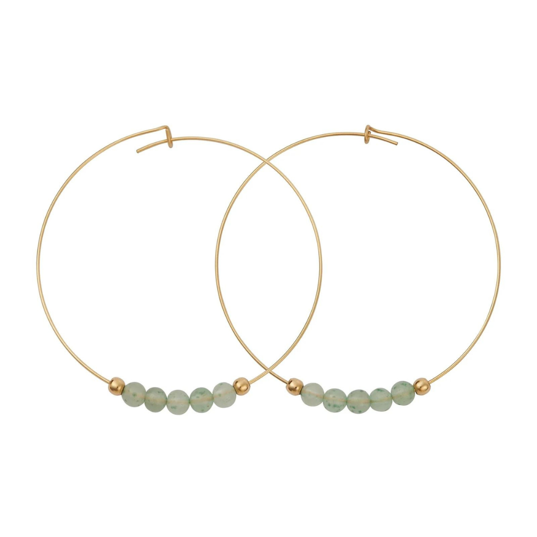 &Livy Green Aventurine Hyevibe Gemstone Hoop Earrings - The Cottage