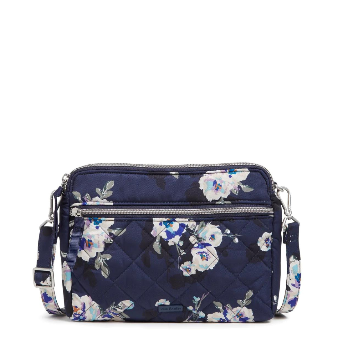 Vera Bradley Triple Compartment Crossbody: Blooms & Branches Navy