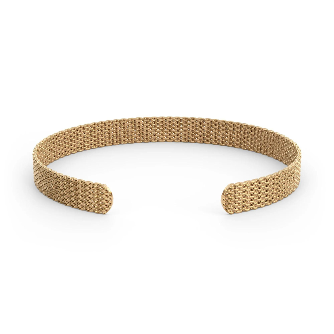 &Livy Metalystic Mesh Cuff Bangle - Platinum Gold - The Cottage