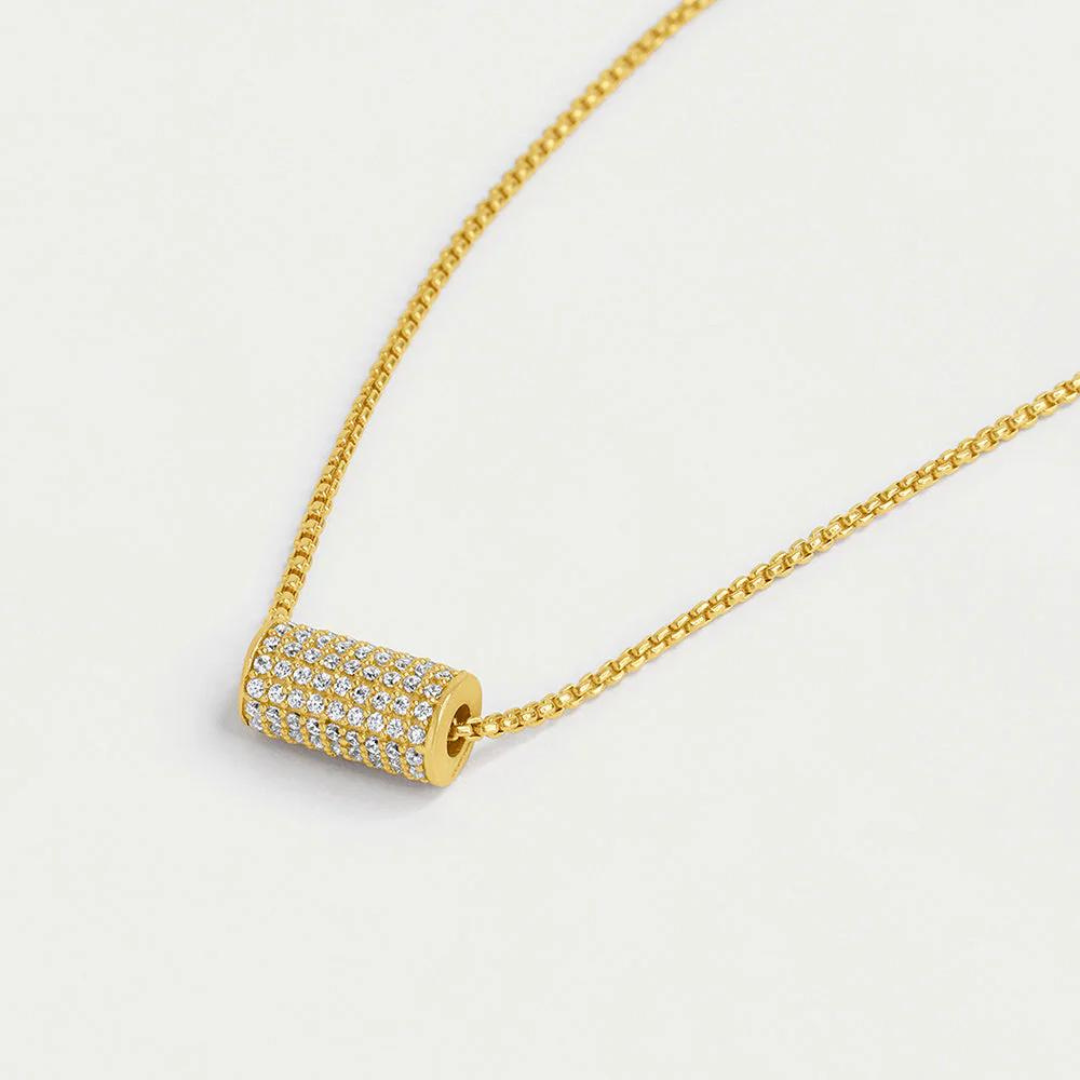 Dean Davidson Petit Pave Mini Tube Necklace - White Topaz/Gold