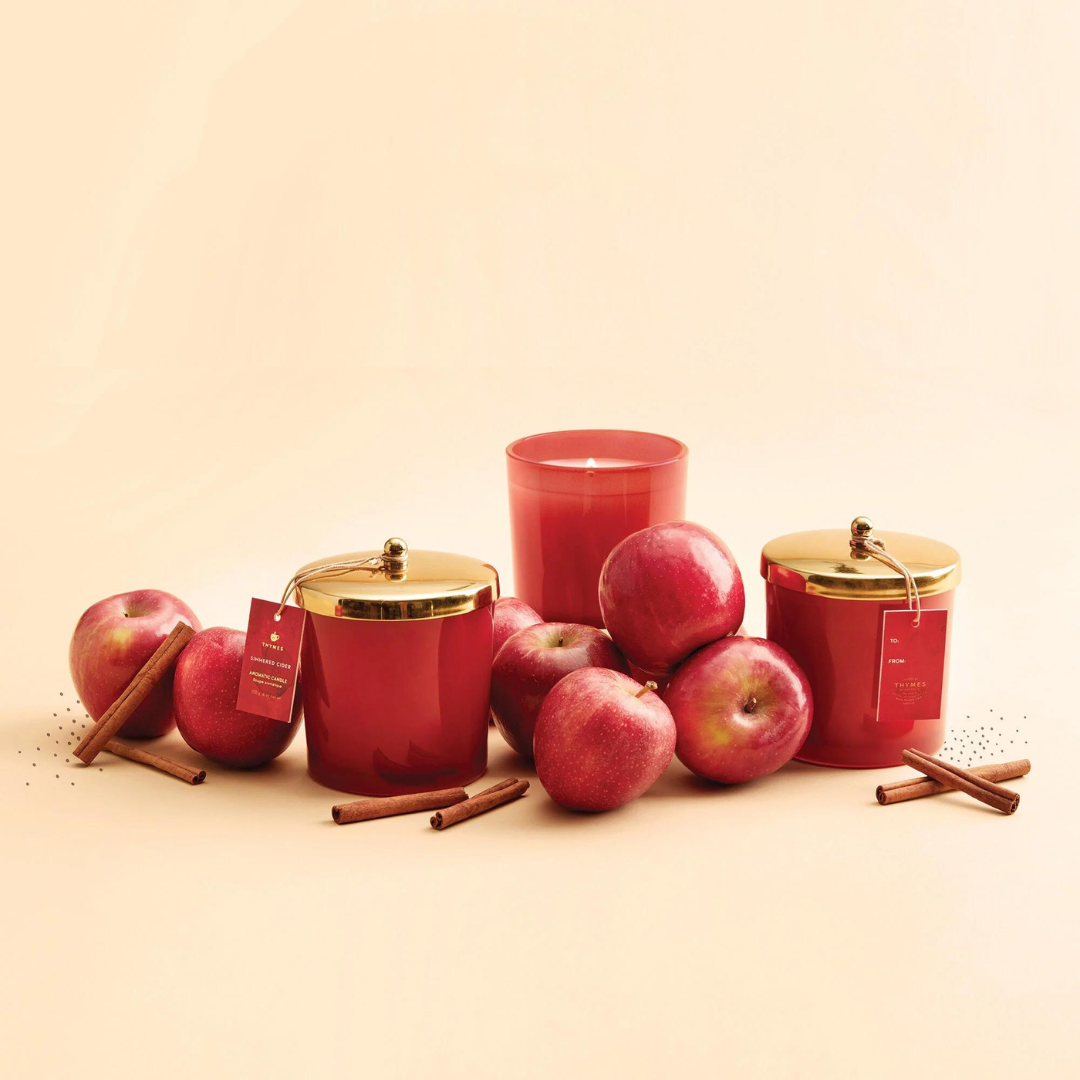 Thymes Harvest Red Poured Candle - Simmered Cider