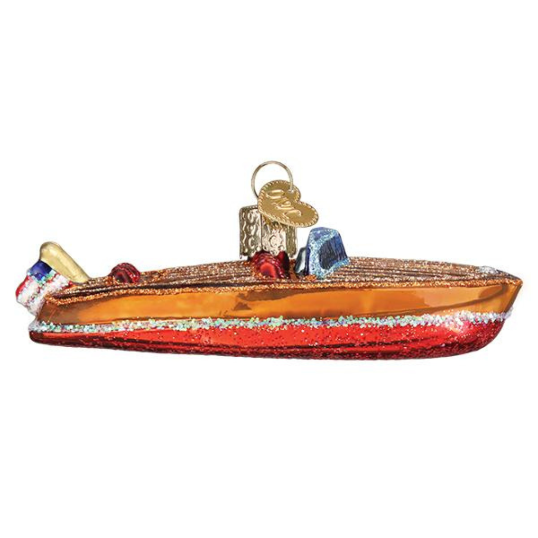 Old World Christmas Classic Wooden Boat Ornament - The Cottage