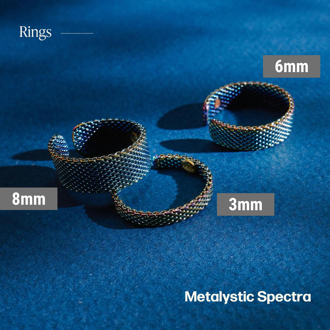 &Livy Metalysic Mesh 3mm Adjustable Ring - Sapphire - The Cottage