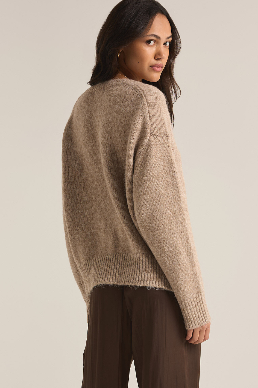 Z Supply All I Want V-Neck Sweater - Heather Taupe