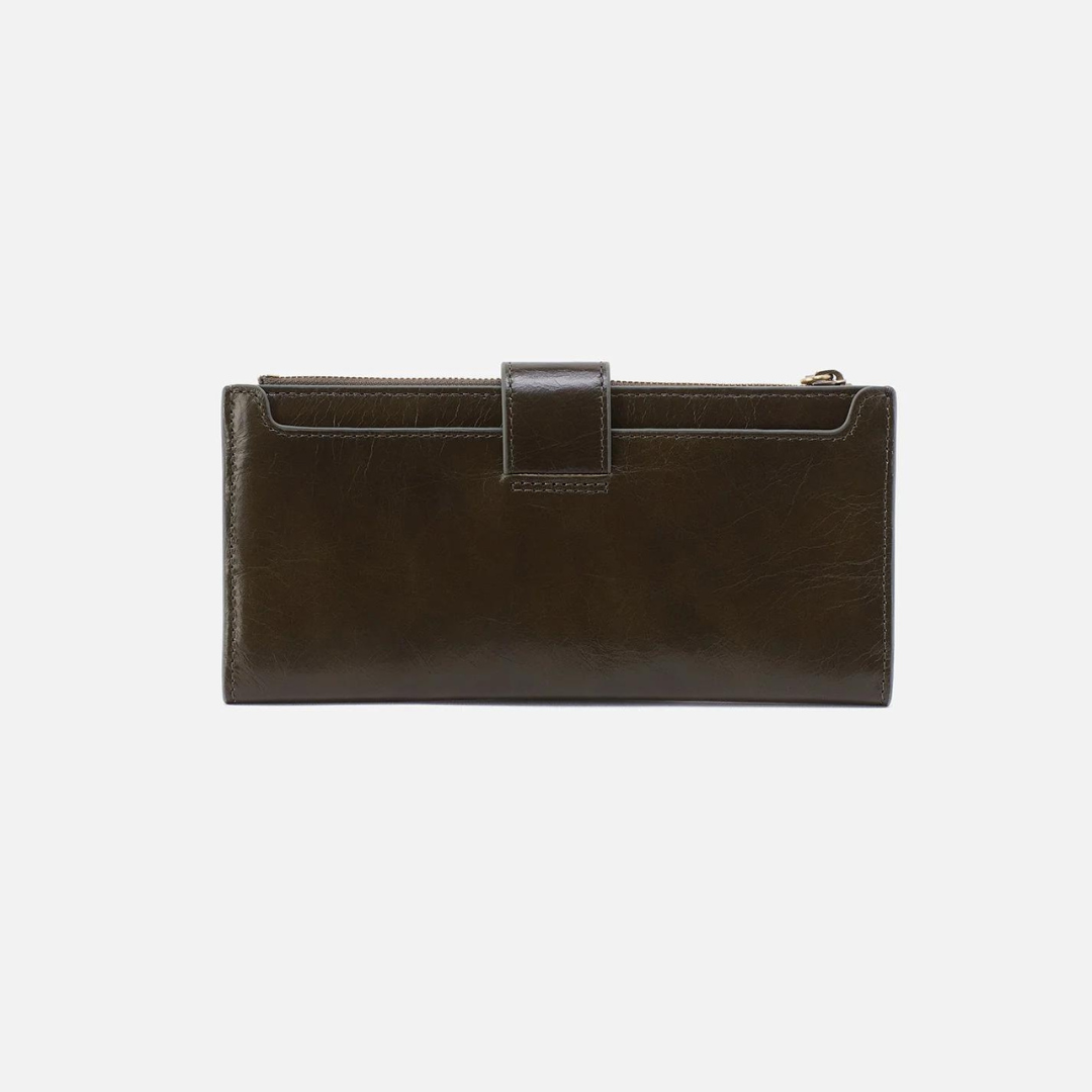 Hobo Dunn Continental Wallet Polished Leather - Deep Moss