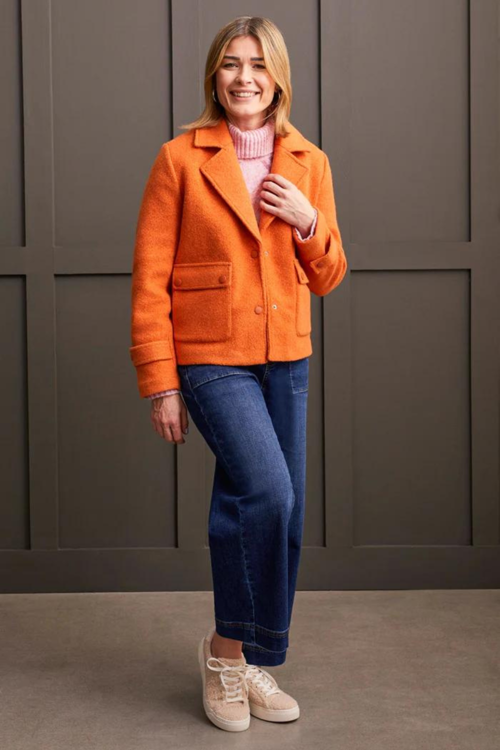 Tribal Snap Front Closure Peacoat - Burnt Orange