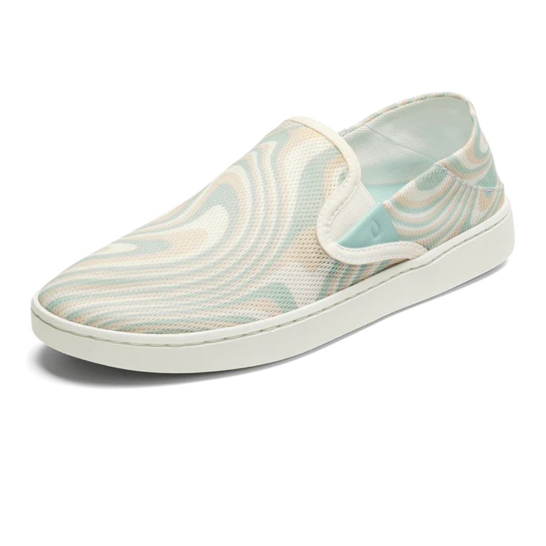 Olukai Pehuea Slip Ons - Bright White/Swirl