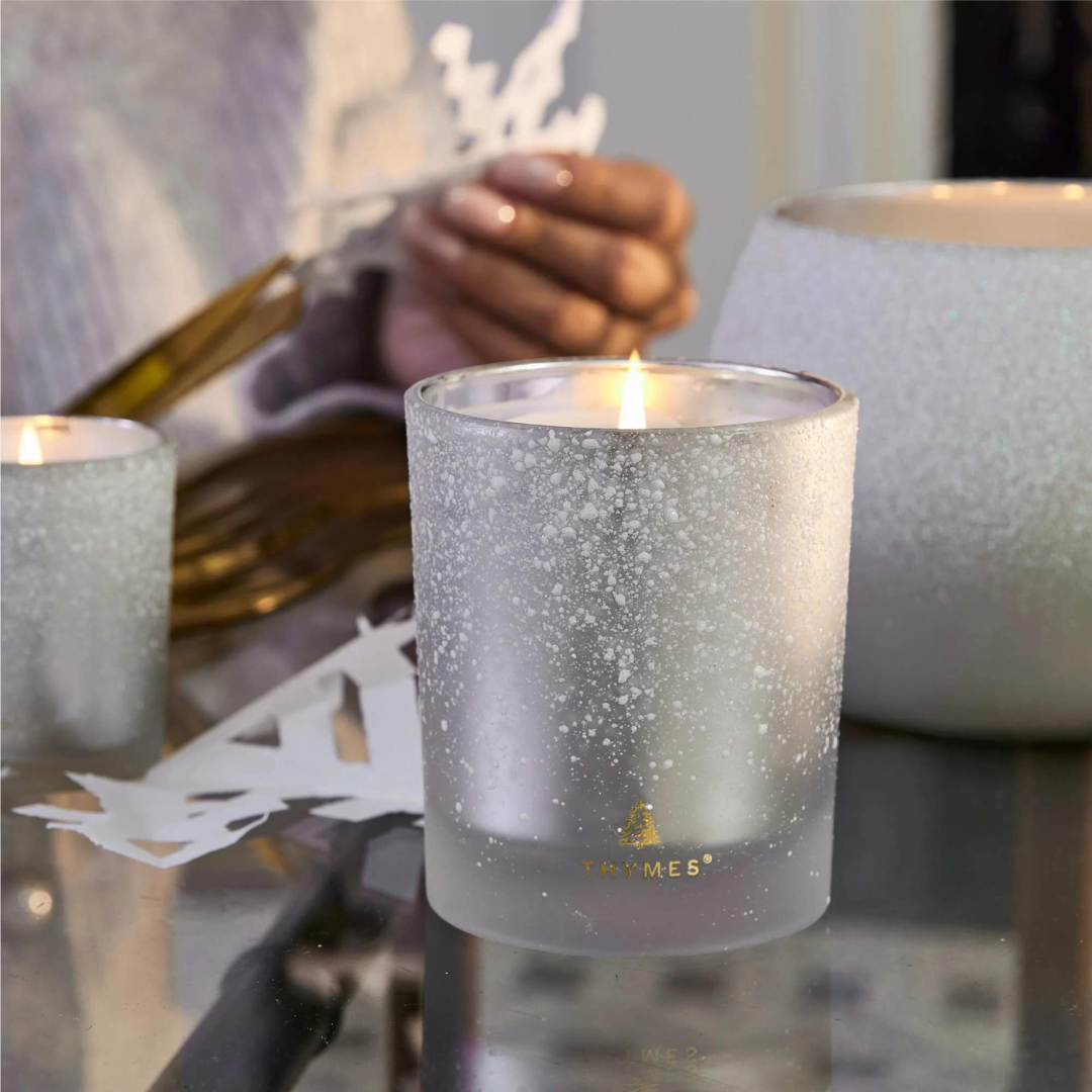 Thymes Flocked Poured Candle - Frasier Fir