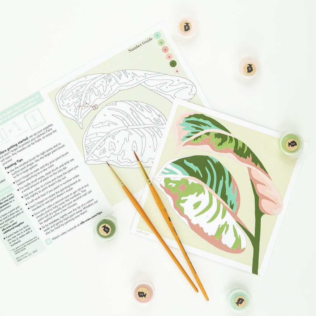 Elle Crée Mini Paint-by-Number Kit - Rubber Plant Leaves