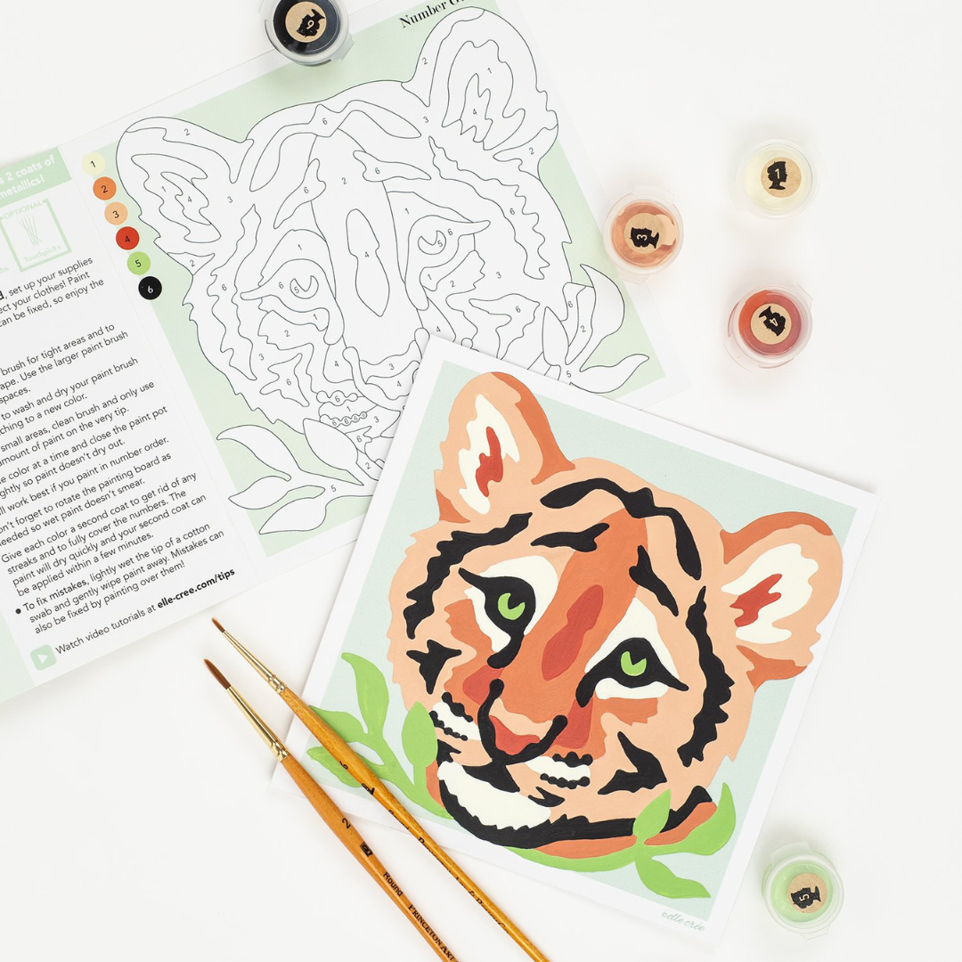 Elle Crée Kid's Mini Paint-by-Number Kit - Tender Tiger