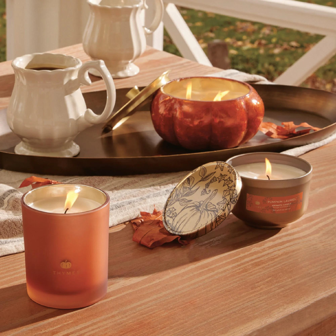 Thymes Gold Poured Candle Tin - Pumpkin Laurel