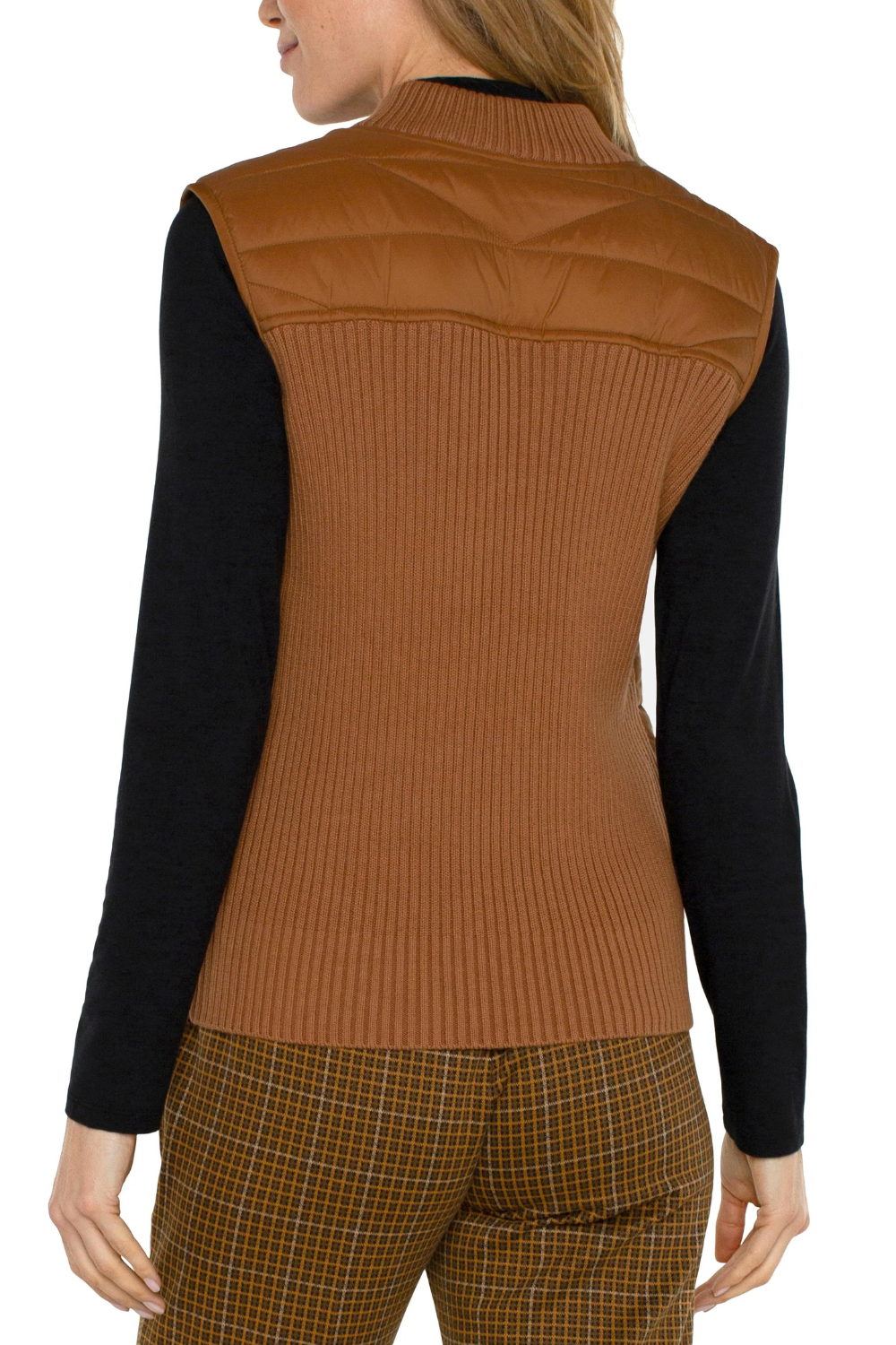 Liverpool Sleeveless Quilted Front Sweater Vest - Tumeric