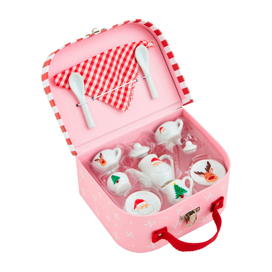 Mud Pie Christmas Tea Suitcase Set