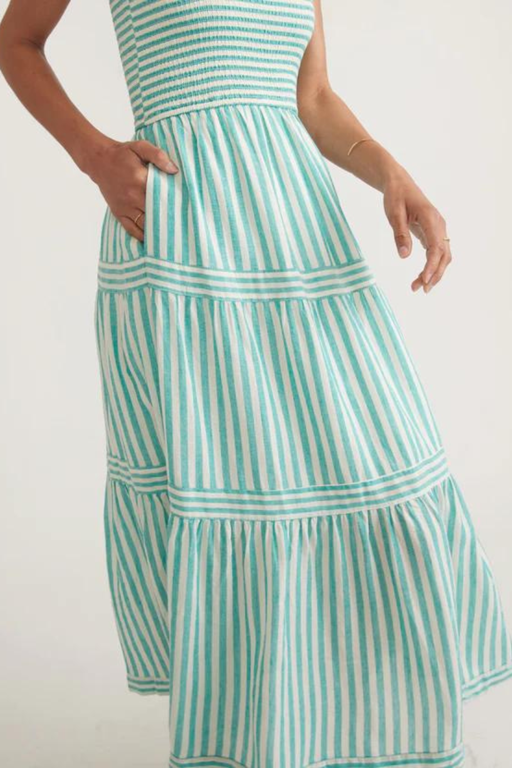 Marine Layer Stripe Mixing Selene Maxi Dress - Aqua Stripe