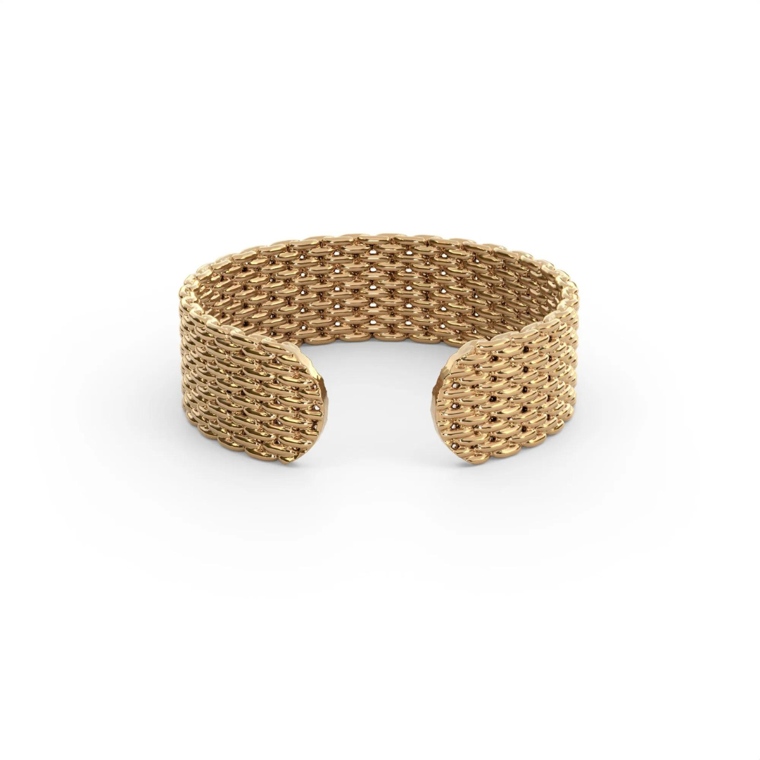 &Livy Metalysic Mesh 6mm Adjustable Ring - Platinum Gold - The Cottage