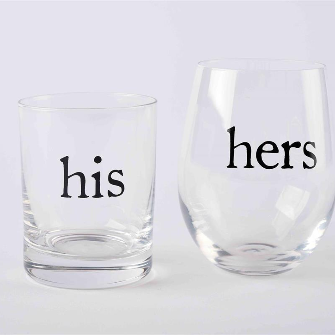 Mud Pie His & Hers Glass Set - The Cottage